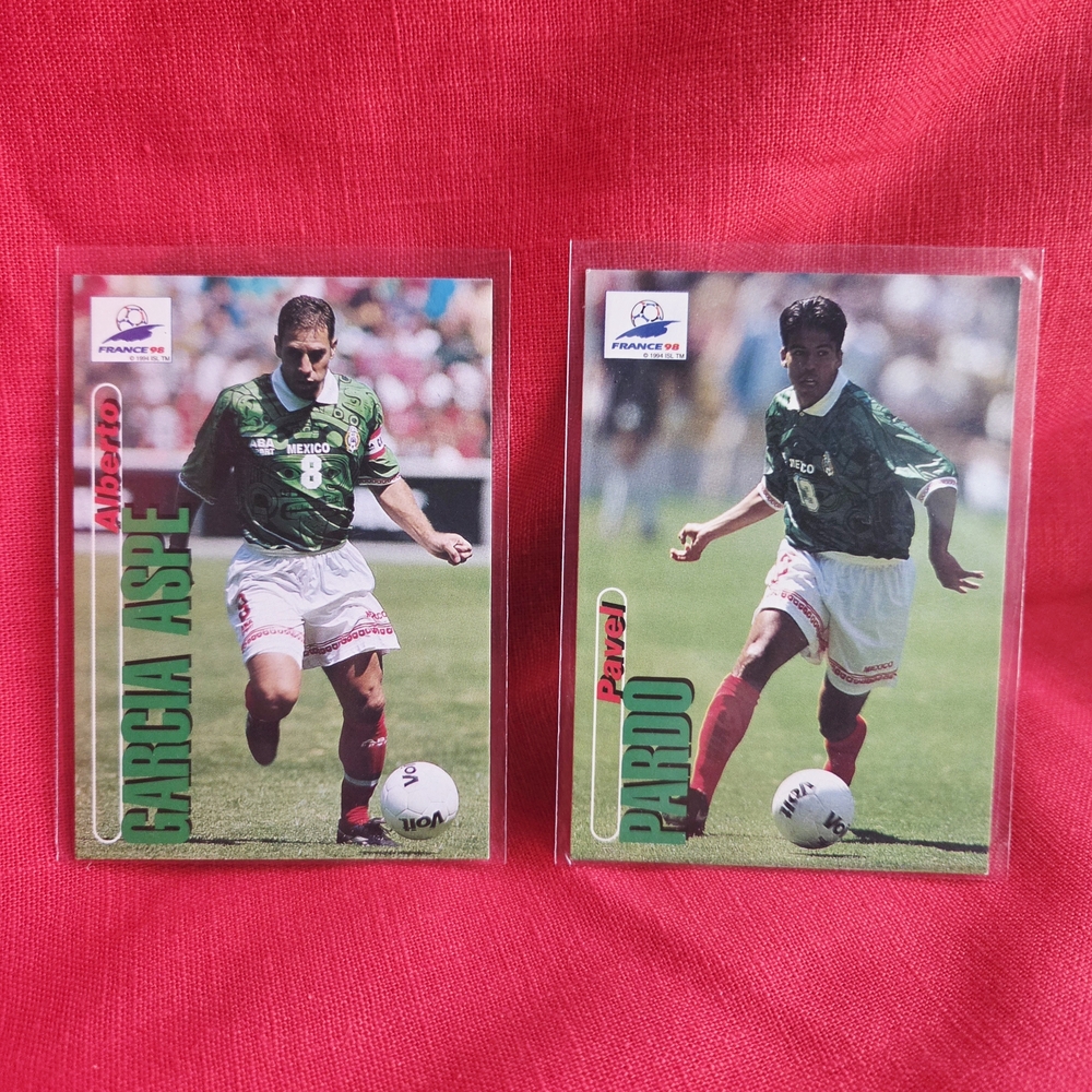 MÉXICO WORLD CUP VINTAGE FRANCE 98 PANINI CARDS ASPE/ PARDO